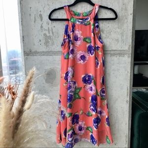 Betsey Johnson Halter Neckline Trapeze Swing Floral Print Dress 2